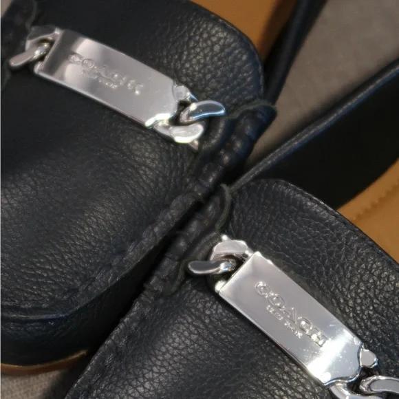 Coach Navy Leather Loafers - Picture 4 of 6